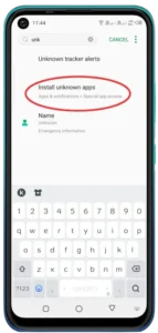Search Unknown in Android Setting